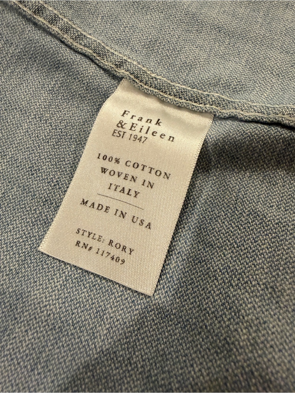 Frank & Eileen Rory “Famous Denim” size Medium - Picture 7 of 9